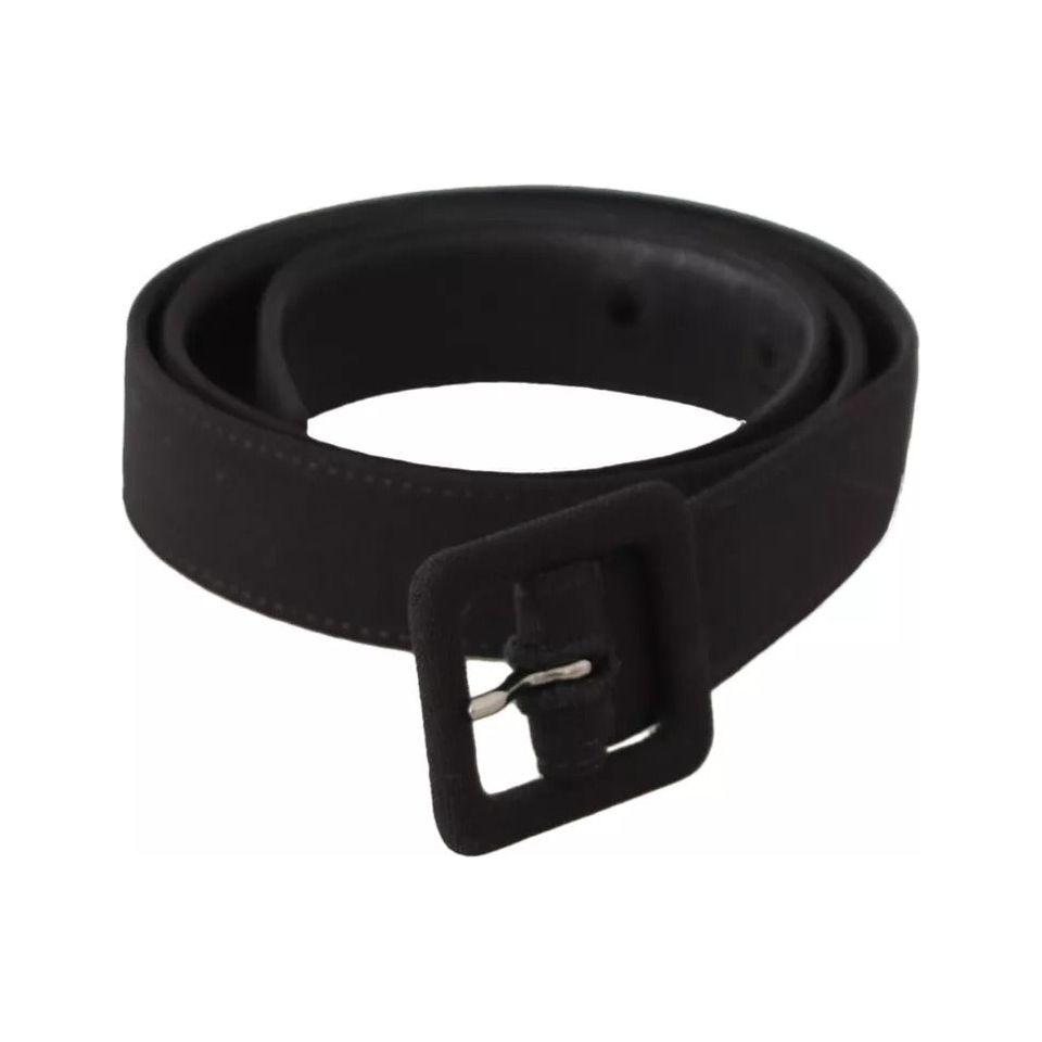 Dolce & Gabbana Black Velvet Leather Logo Waist Buckle Belt Dolce & Gabbana Black