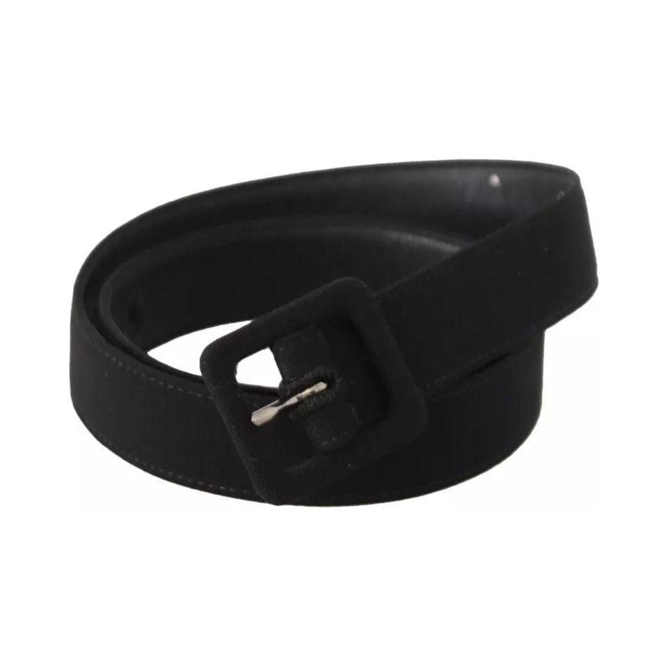 Dolce & Gabbana Black Velvet Leather Logo Waist Buckle Belt Dolce & Gabbana Black