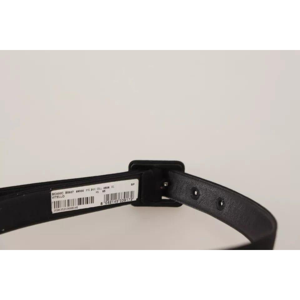 Dolce & Gabbana Black Velvet Leather Logo Waist Buckle Belt Dolce & Gabbana Light Gray