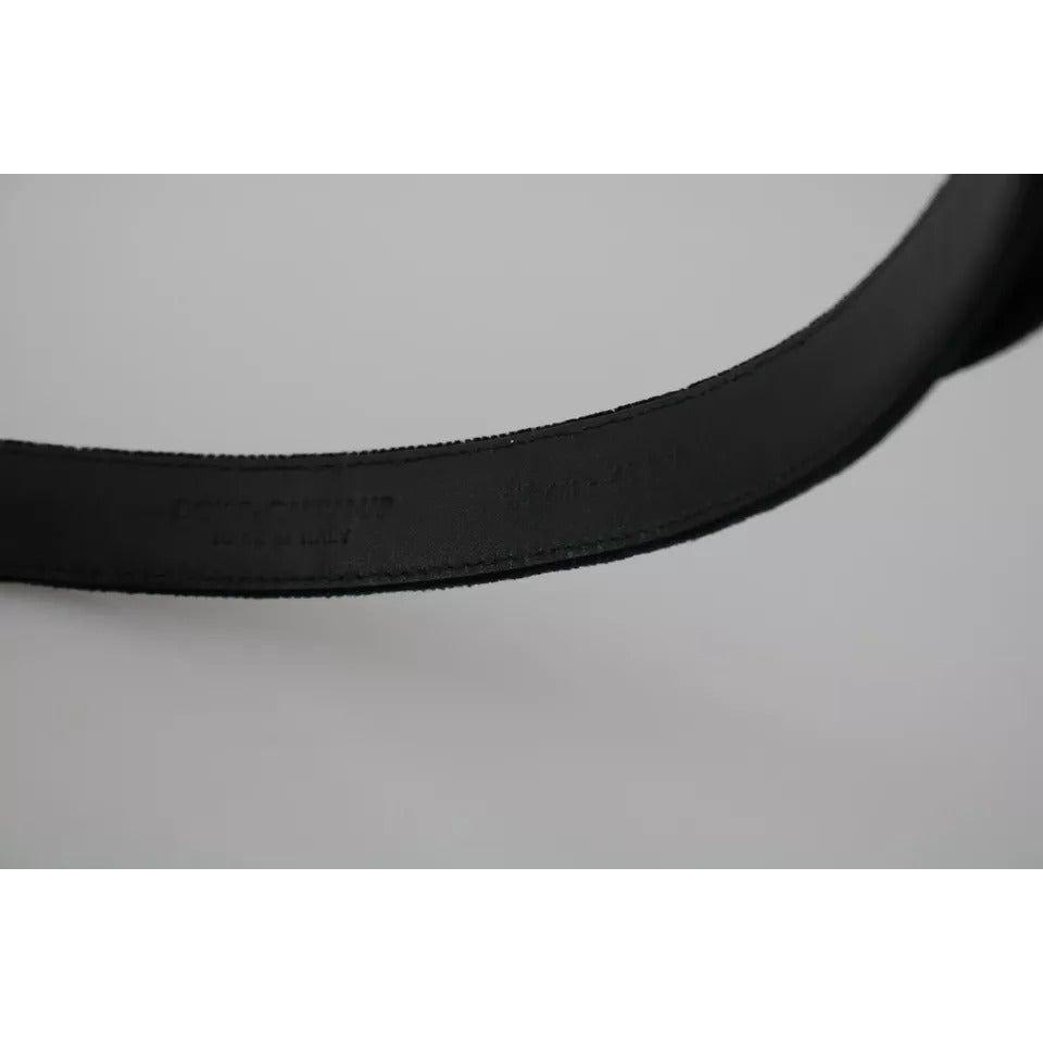 Dolce & Gabbana Black Velvet Leather Silver Buckle Belt Dolce & Gabbana Dark Gray