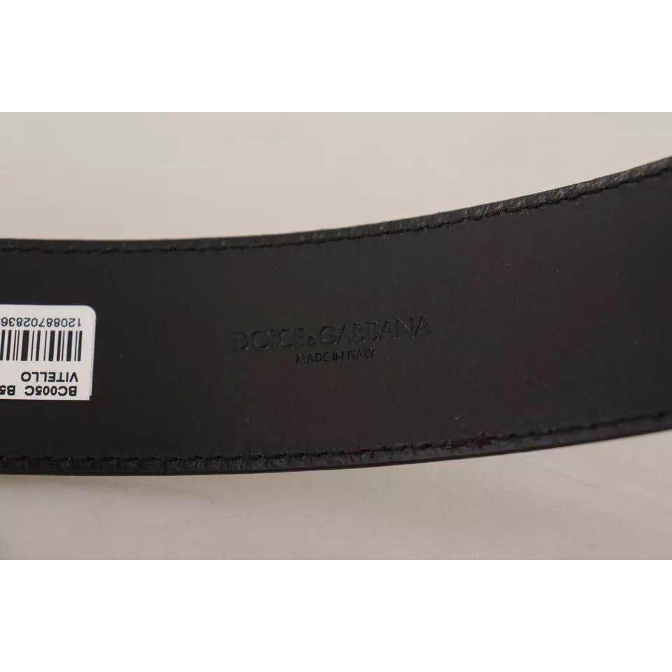 Dolce & Gabbana Dark Brown Leather Logo Engraved Metal Buckle Belt Dolce & Gabbana Dark Slate Gray