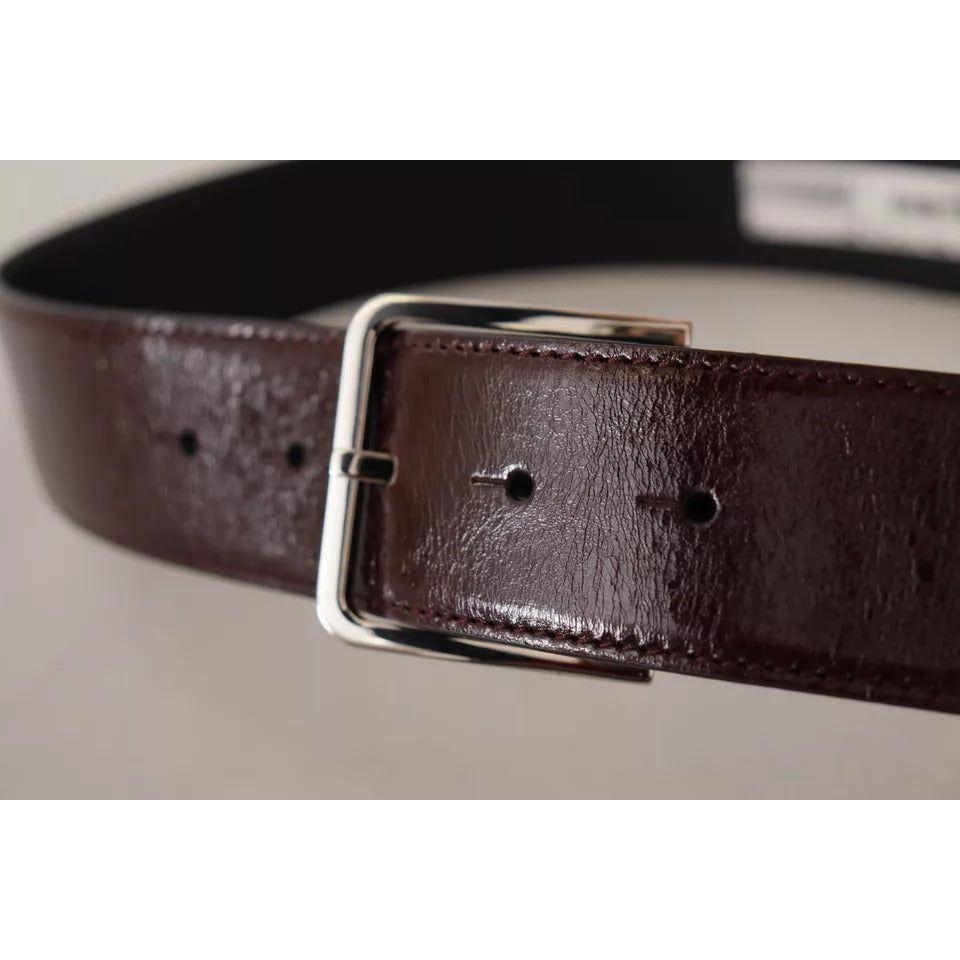 Dolce & Gabbana Dark Brown Leather Logo Engraved Metal Buckle Belt Dolce & Gabbana Dark Slate Gray
