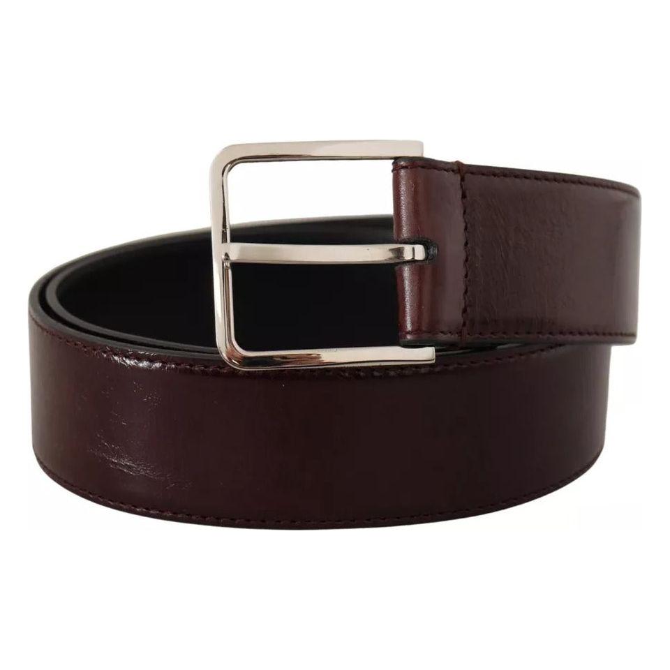 Dolce & Gabbana Dark Brown Leather Logo Engraved Metal Buckle Belt Dolce & Gabbana Black