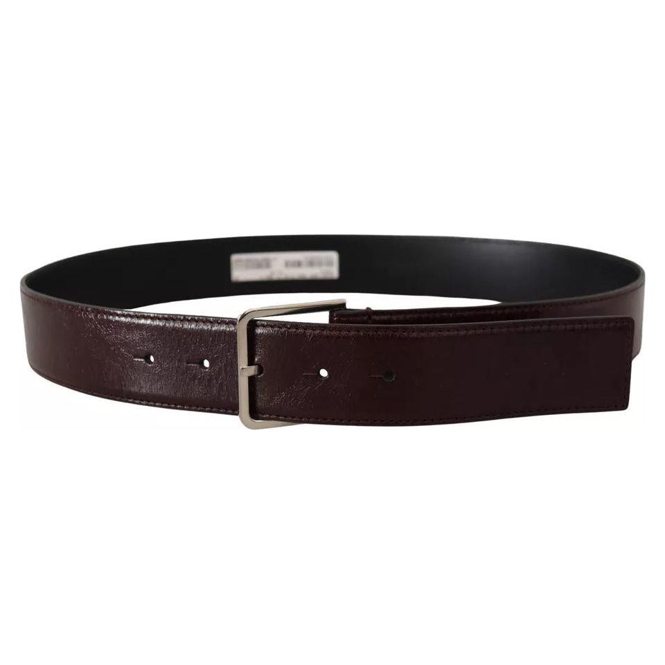 Dolce & Gabbana Dark Brown Leather Logo Engraved Metal Buckle Belt Dolce & Gabbana Black