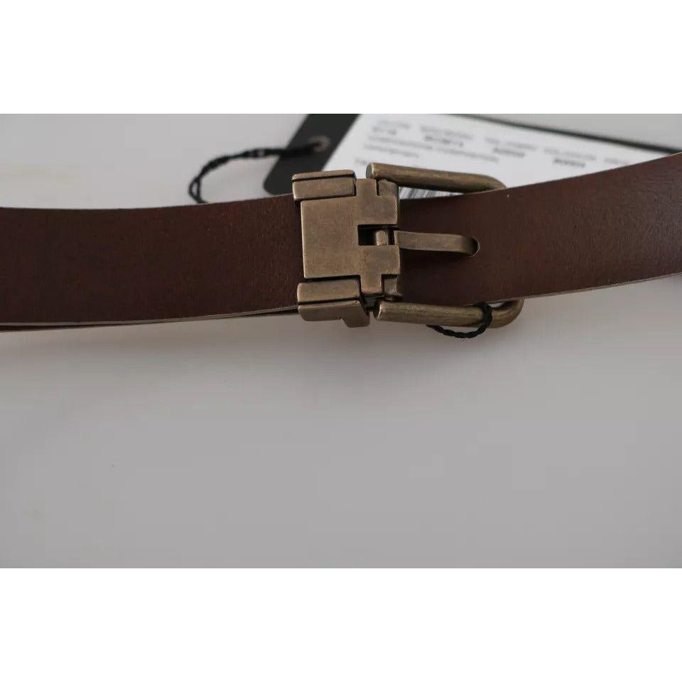 Dolce & Gabbana Cream Beige Gold Buckle Waist Leather Belt Dolce & Gabbana Dark Gray