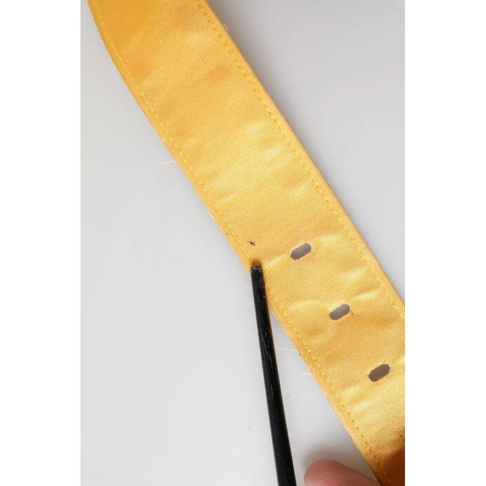 Dolce & Gabbana Gold Satin Leather Oval Metal Buckle Belt Dolce & Gabbana Light Gray