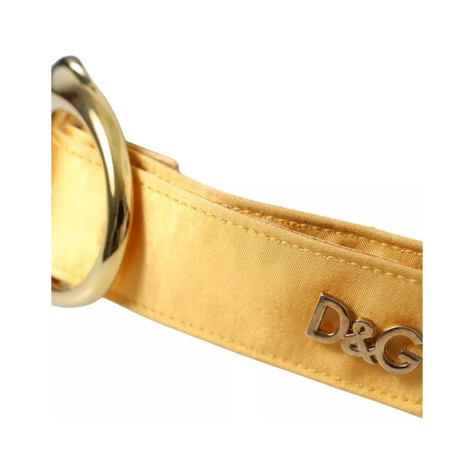 Dolce & Gabbana Gold Satin Leather Oval Metal Buckle Belt Dolce & Gabbana Tan
