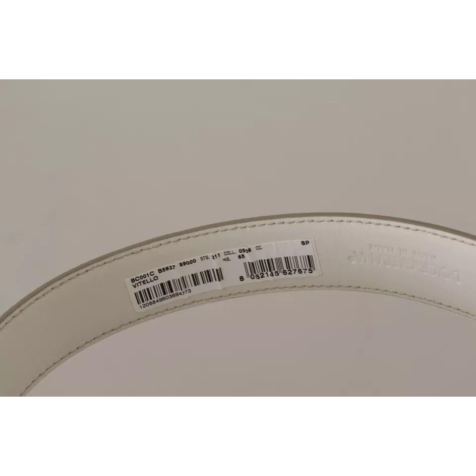 Dolce & Gabbana White Leather Gold Logo Engraved Metal Buckle Belt Dolce & Gabbana Dark Gray