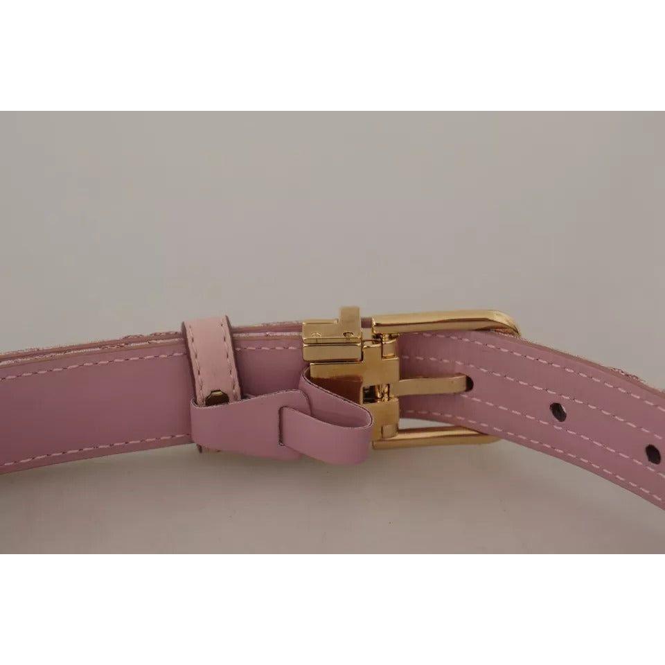 Dolce & Gabbana Pink Jaquard Embroidered Gold Tone Metal Buckle Belt Dolce & Gabbana Rosy Brown