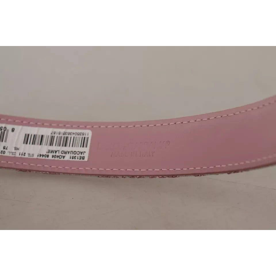 Dolce & Gabbana Pink Jaquard Embroidered Gold Tone Metal Buckle Belt Dolce & Gabbana Rosy Brown
