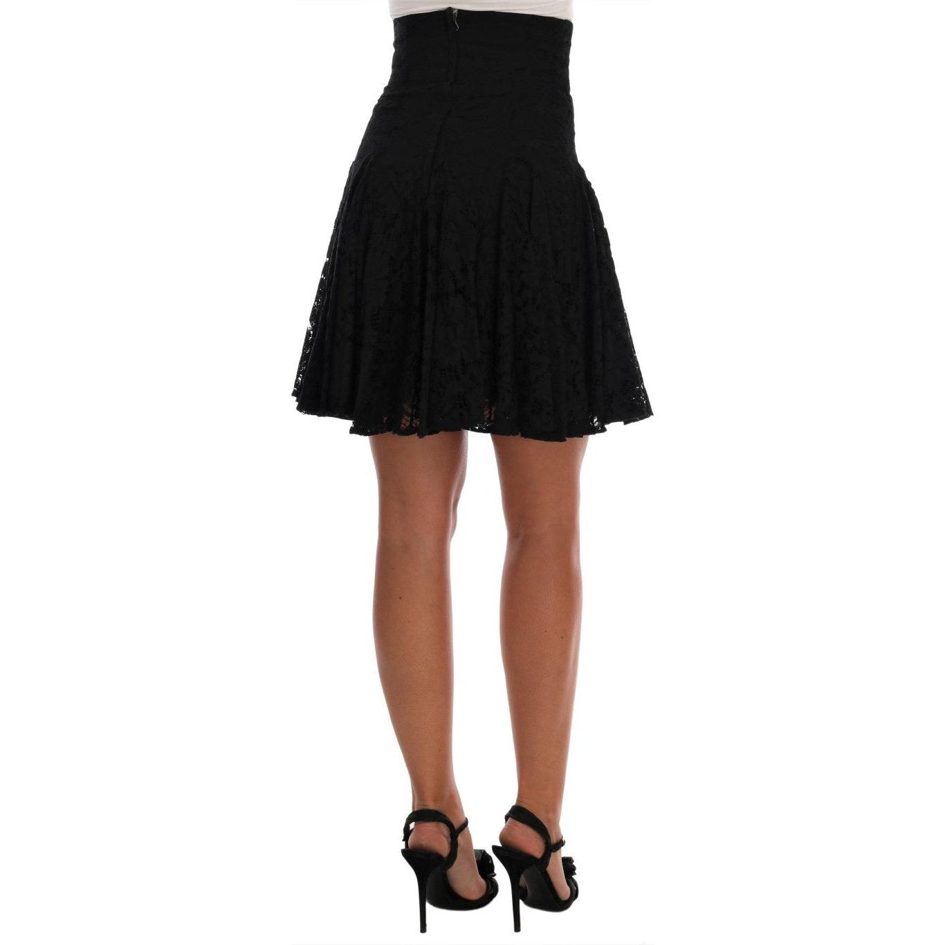 Dolce & Gabbana Elegant Floral Lace A-Line Mini Skirt Dolce & Gabbana Black