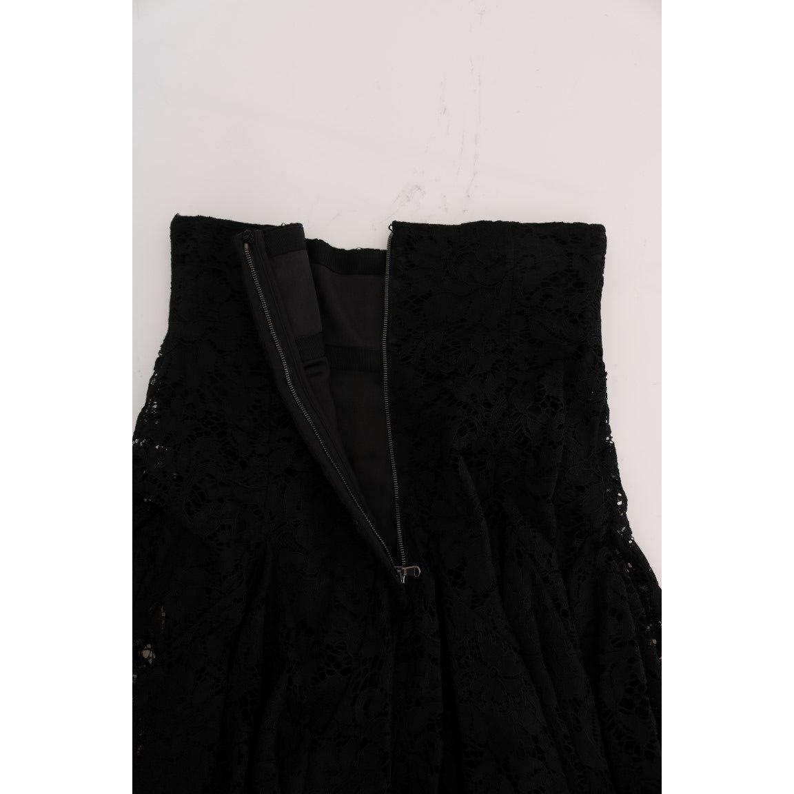 Dolce & Gabbana Elegant Floral Lace A-Line Mini Skirt Dolce & Gabbana Black