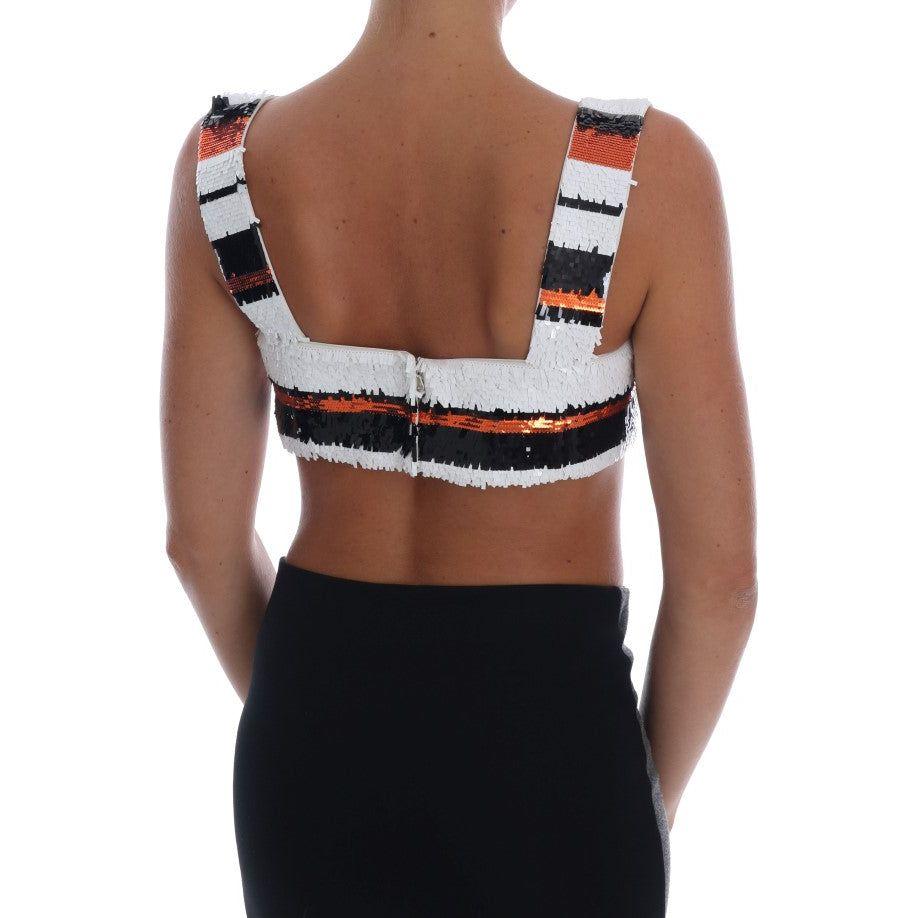 Dolce & Gabbana Sequined Bustier Top in Vibrant Tones Dolce & Gabbana Sienna