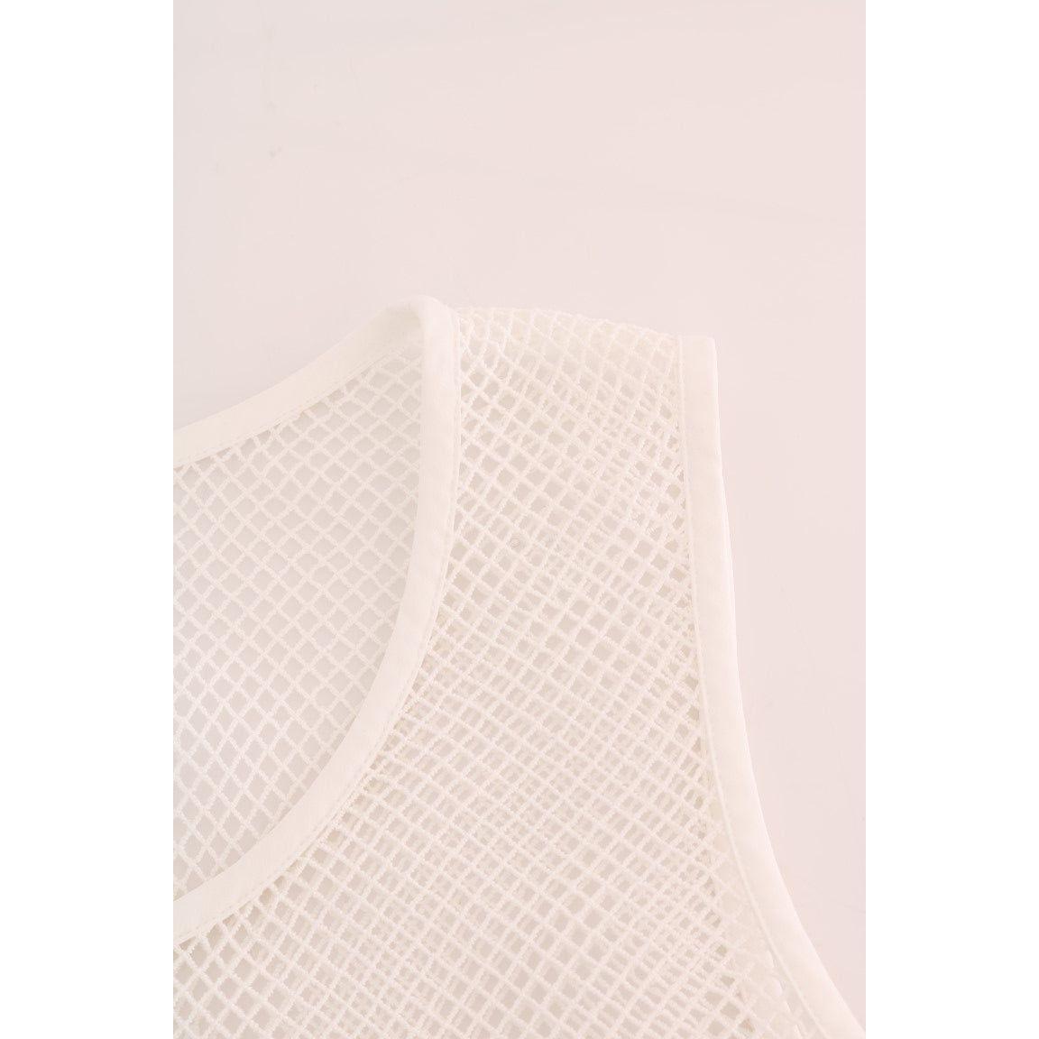 Dolce & Gabbana Sleeveless Transparent Net Tank Top Dolce & Gabbana Antique White