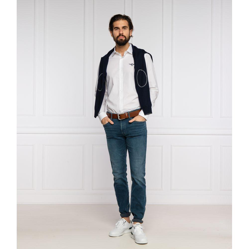 Aeronautica Militare White Cotton Men Shirt AE-7878-S