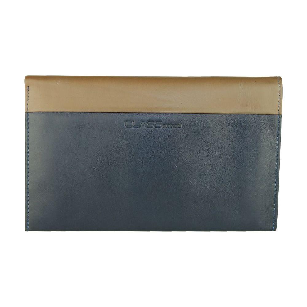 Cavalli Class Blue Leather Men Wallet MAN WALLETS Cavalli Class Dim Gray