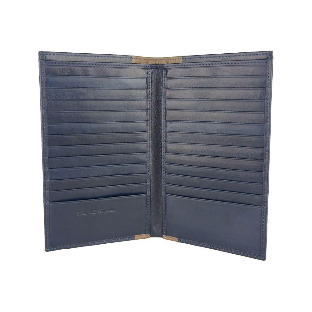 Cavalli Class Blue Leather Men Wallet MAN WALLETS Cavalli Class Dim Gray