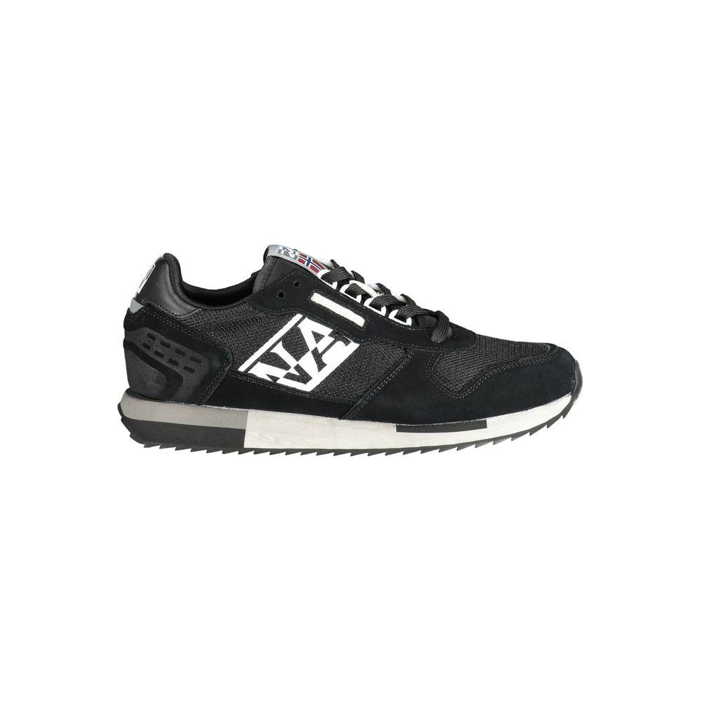 Napapijri Black Leather Men Sneaker Napapijri Dark Slate Gray