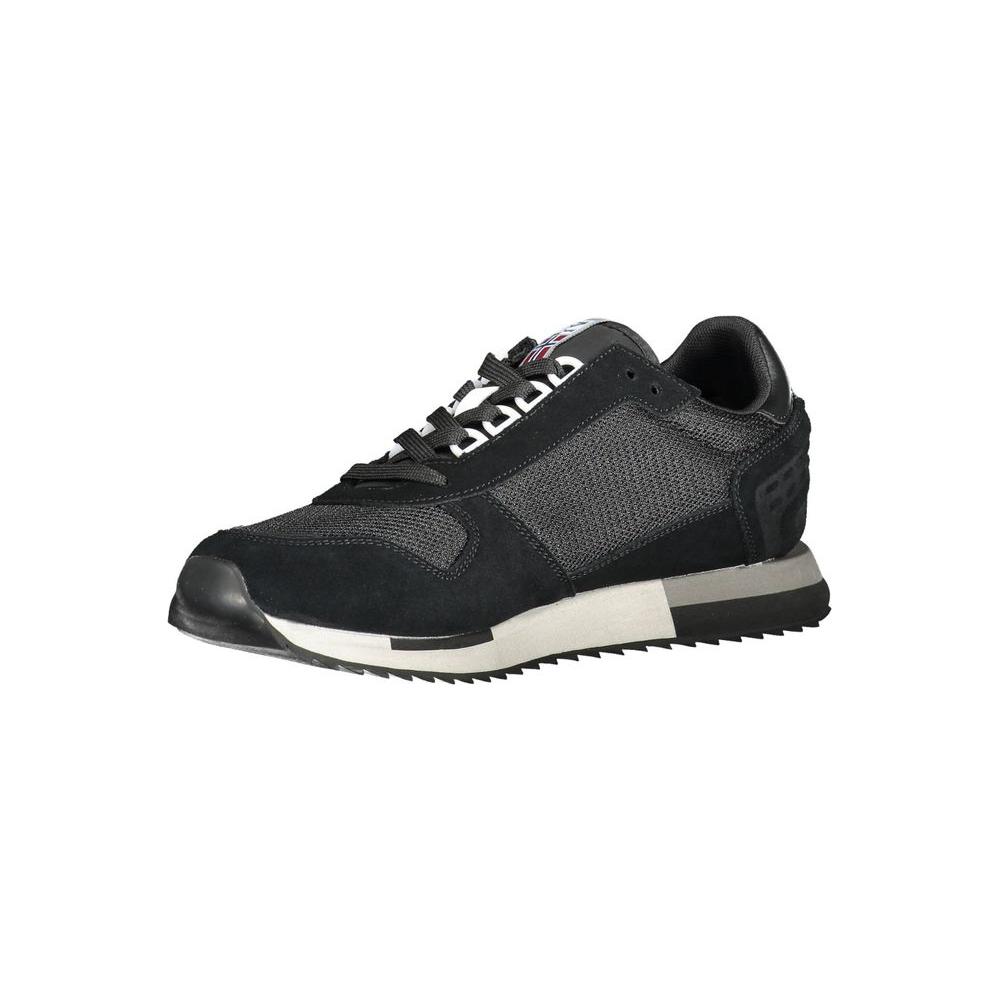 Napapijri Black Leather Men Sneaker Napapijri Dark Slate Gray