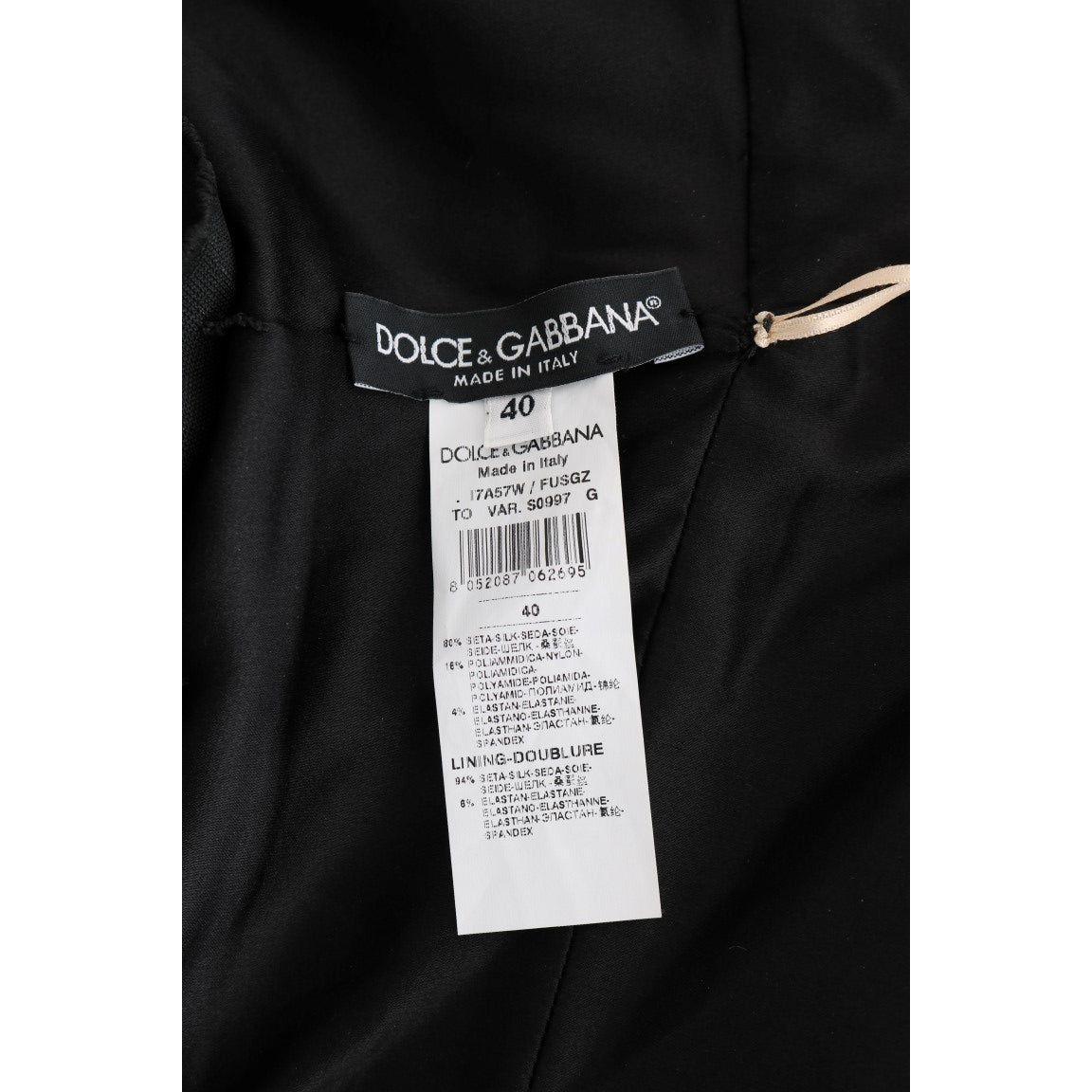 Dolce & Gabbana Gold and Black Silk Stretch Bodysuit Romper Dolce & Gabbana Black