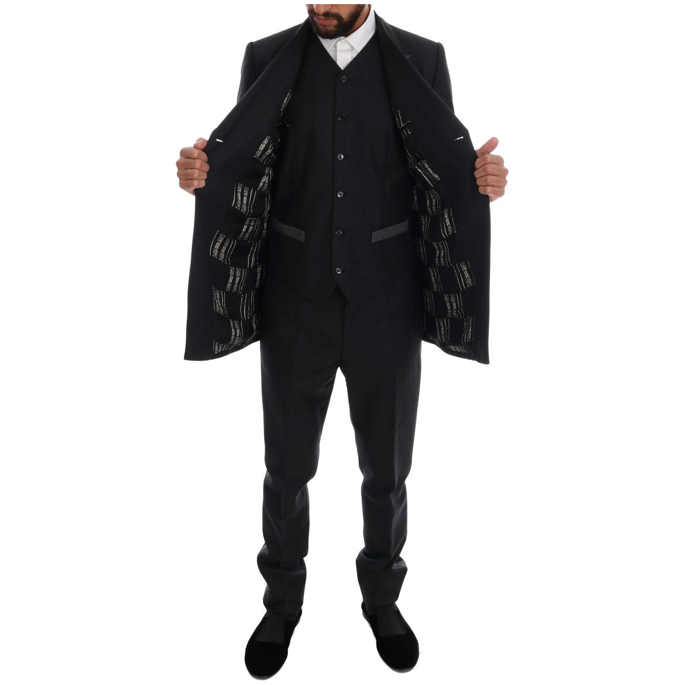 Dolce & Gabbana Gray Wool Double Breasted 3 Piece Suit KOS1110-7