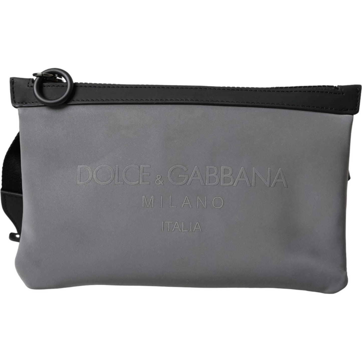 Dolce & Gabbana Gray Neoprene Logo Zip Waist Fanny Pack Belt Pouch Bag Dolce & Gabbana Dim Gray