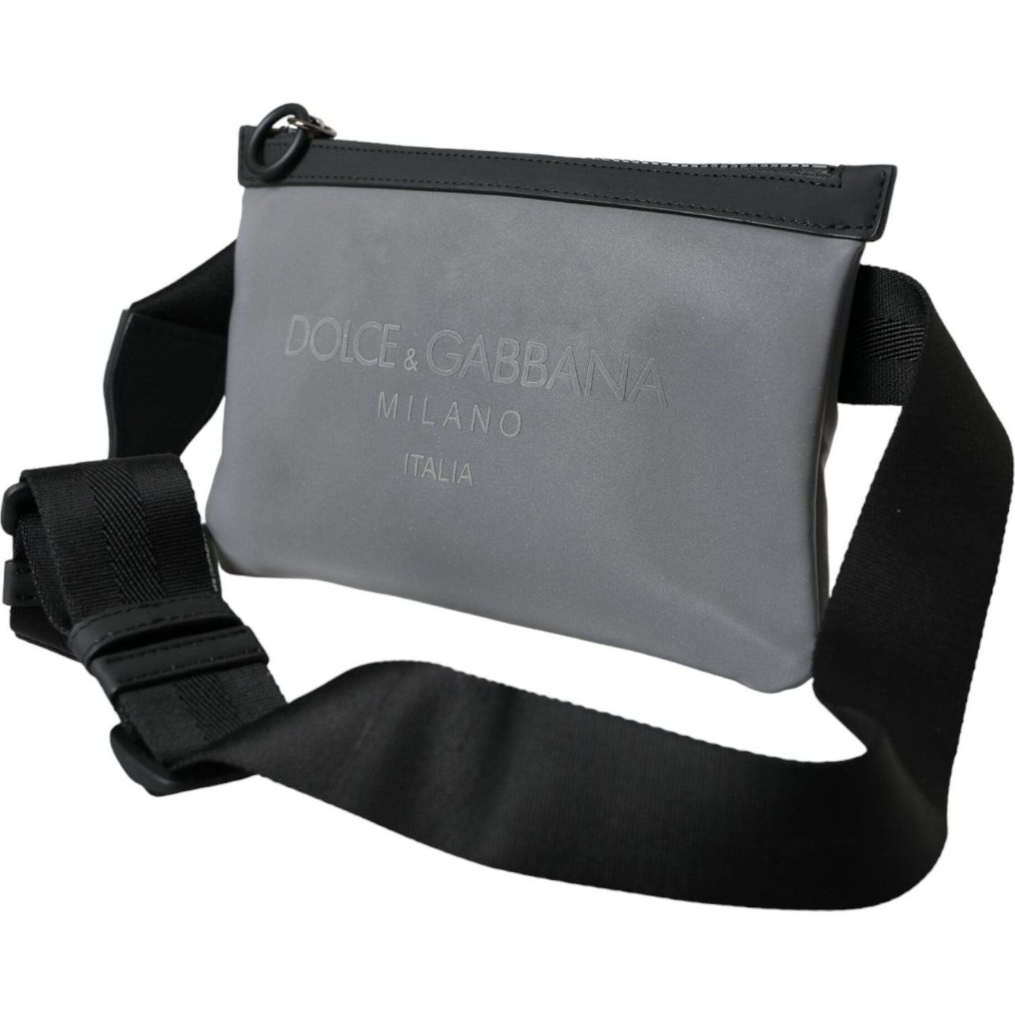 Dolce & Gabbana Gray Neoprene Logo Zip Waist Fanny Pack Belt Pouch Bag Dolce & Gabbana Dark Slate Gray