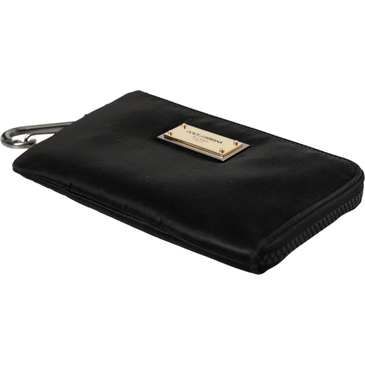 Dolce & Gabbana Black Nylon Logo Plaque Keyring Pouch Clutch Bag Dolce & Gabbana Black