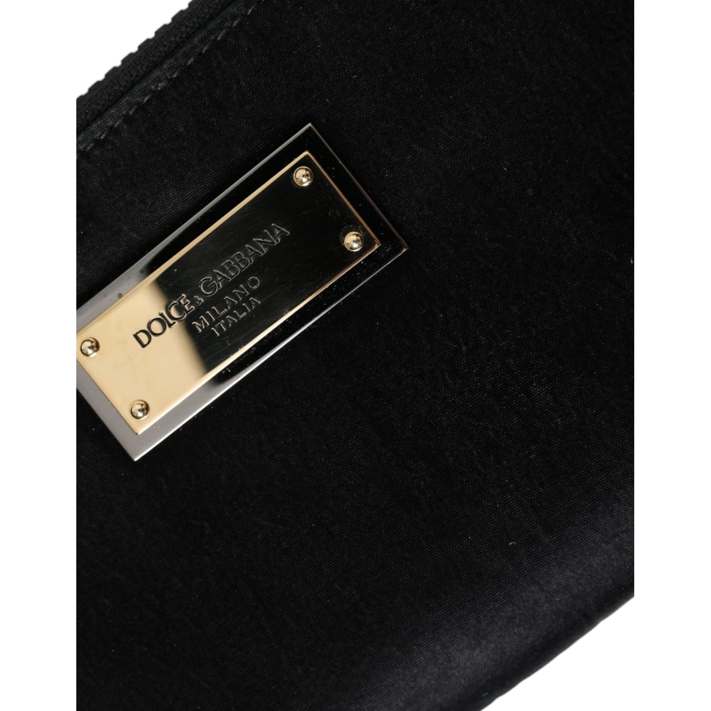 Dolce & Gabbana Black Nylon Logo Plaque Keyring Pouch Clutch Bag Dolce & Gabbana Black