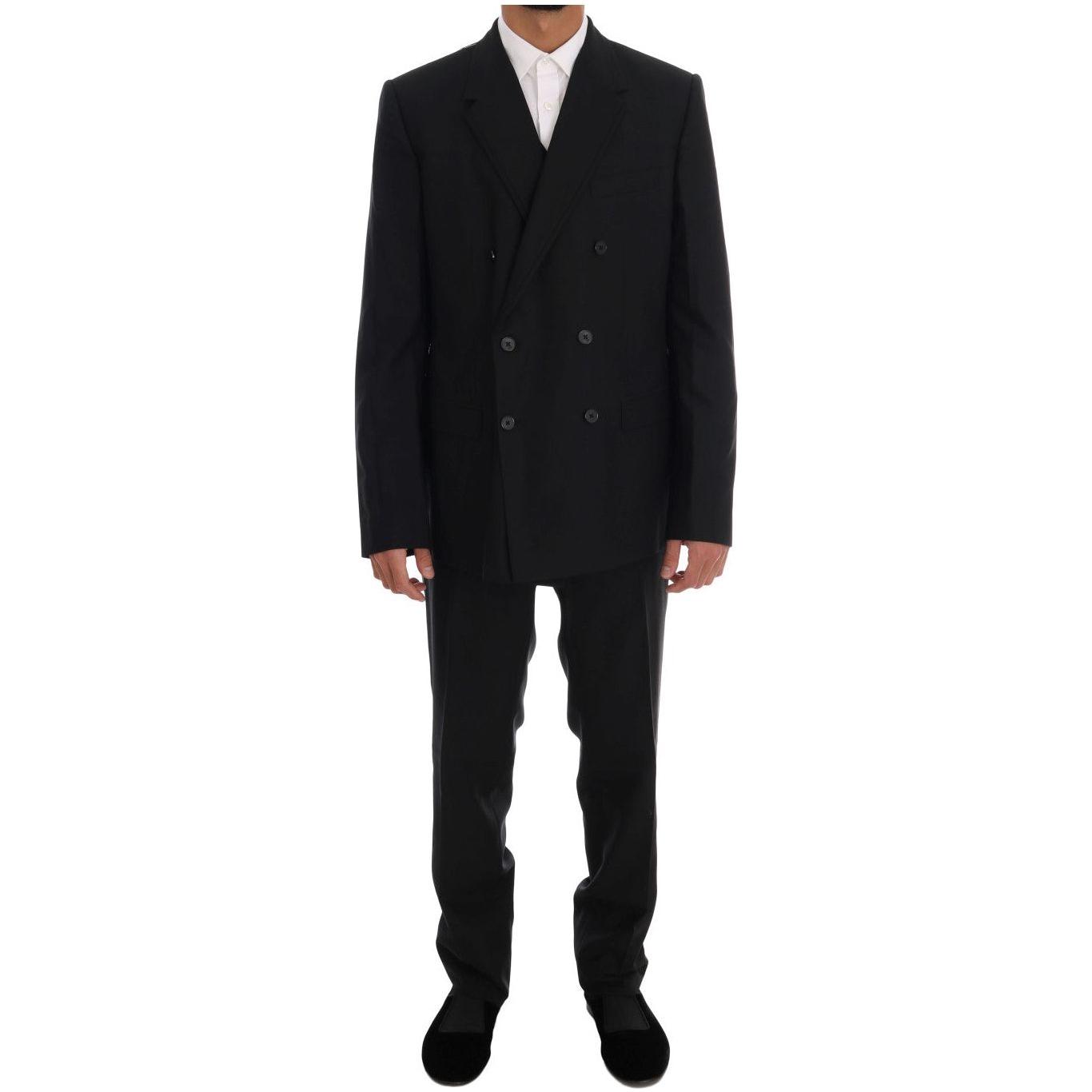 Dolce & Gabbana Elegant Black Wool Three-Piece Suit Suit Dolce & Gabbana Black