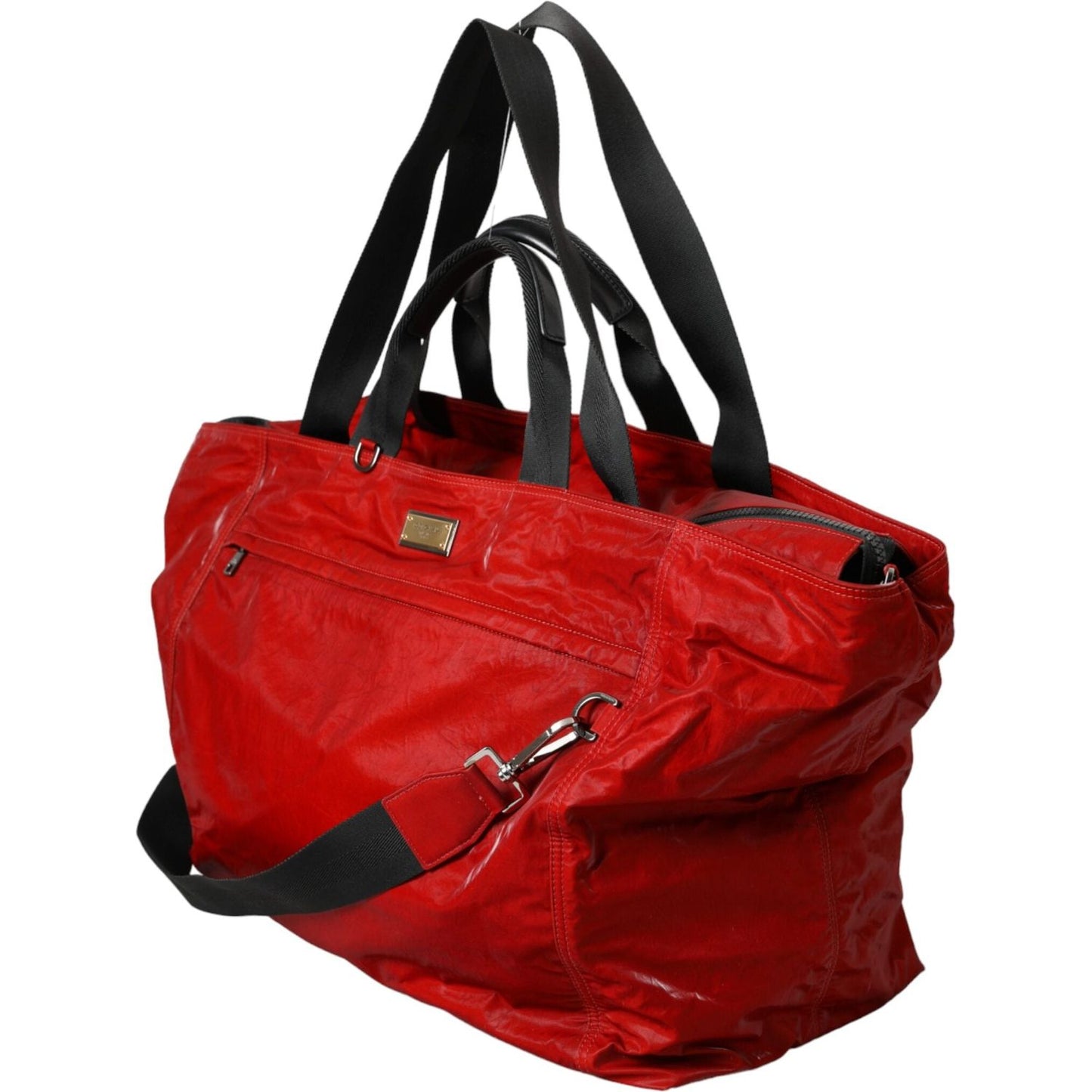 Dolce & Gabbana Red Nylon Calfskin Hand Shoulder Duffel Bag Dolce & Gabbana Firebrick