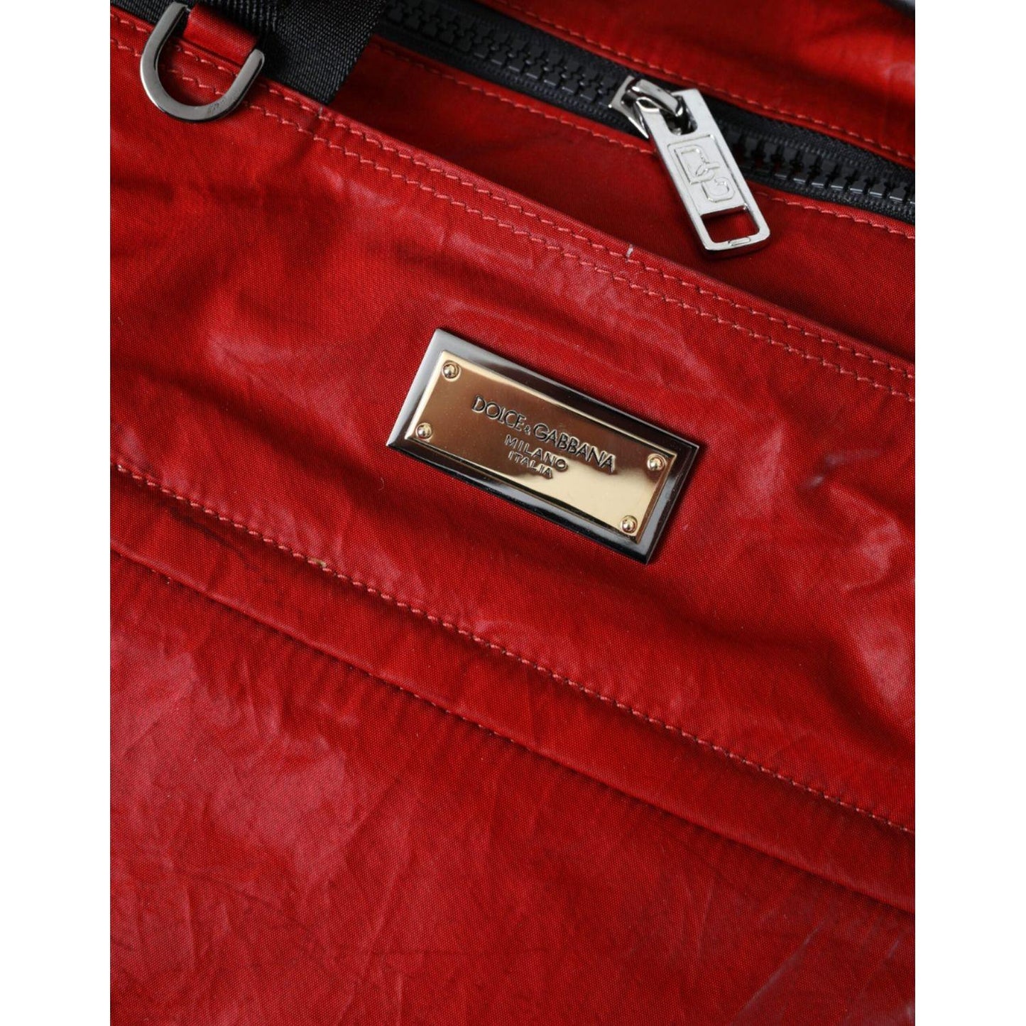 Dolce & Gabbana Red Nylon Calfskin Hand Shoulder Duffel Bag Dolce & Gabbana Dark Red