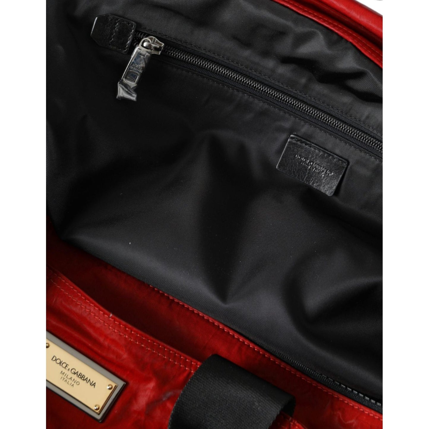Dolce & Gabbana Red Nylon Calfskin Hand Shoulder Duffel Bag Dolce & Gabbana Black