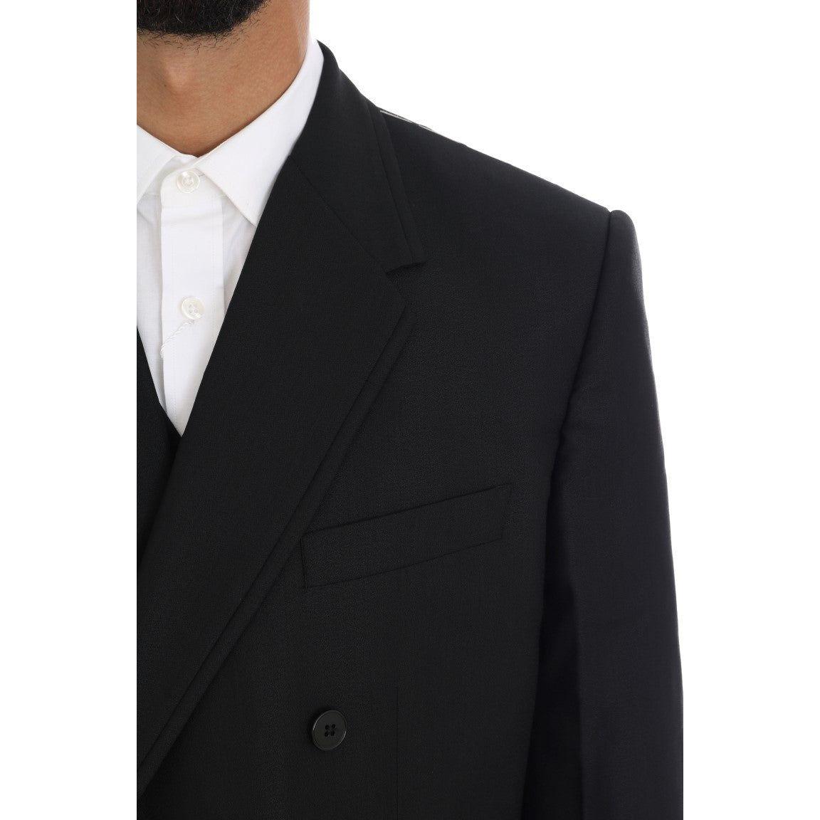 Dolce & Gabbana Elegant Black Wool Three-Piece Suit Suit Dolce & Gabbana Black