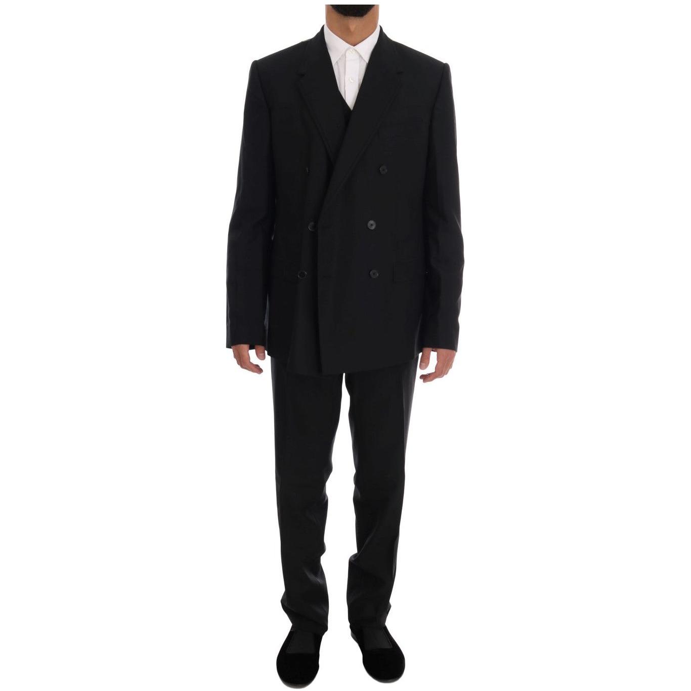 Dolce & Gabbana Elegant Black Wool Three-Piece Suit Suit Dolce & Gabbana Black