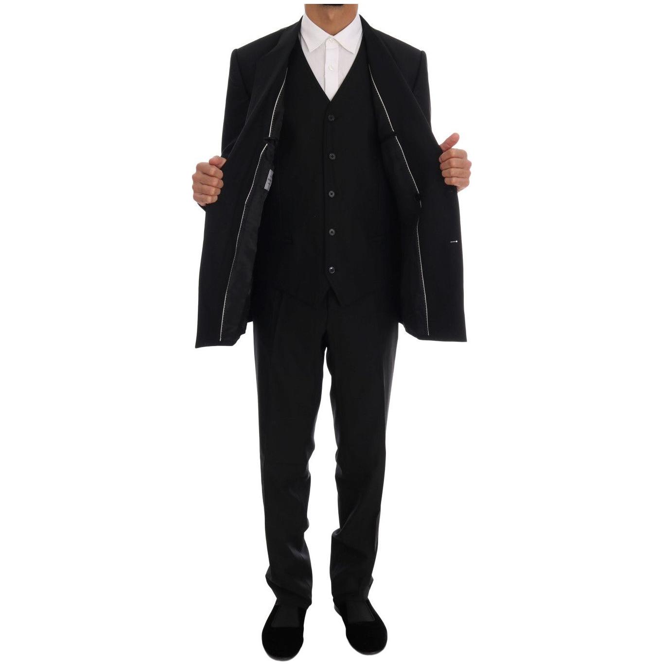Dolce & Gabbana Elegant Black Wool Three-Piece Suit Suit Dolce & Gabbana Black