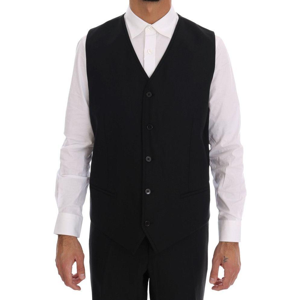 Dolce & Gabbana Elegant Black Wool Three-Piece Suit Suit Dolce & Gabbana Black