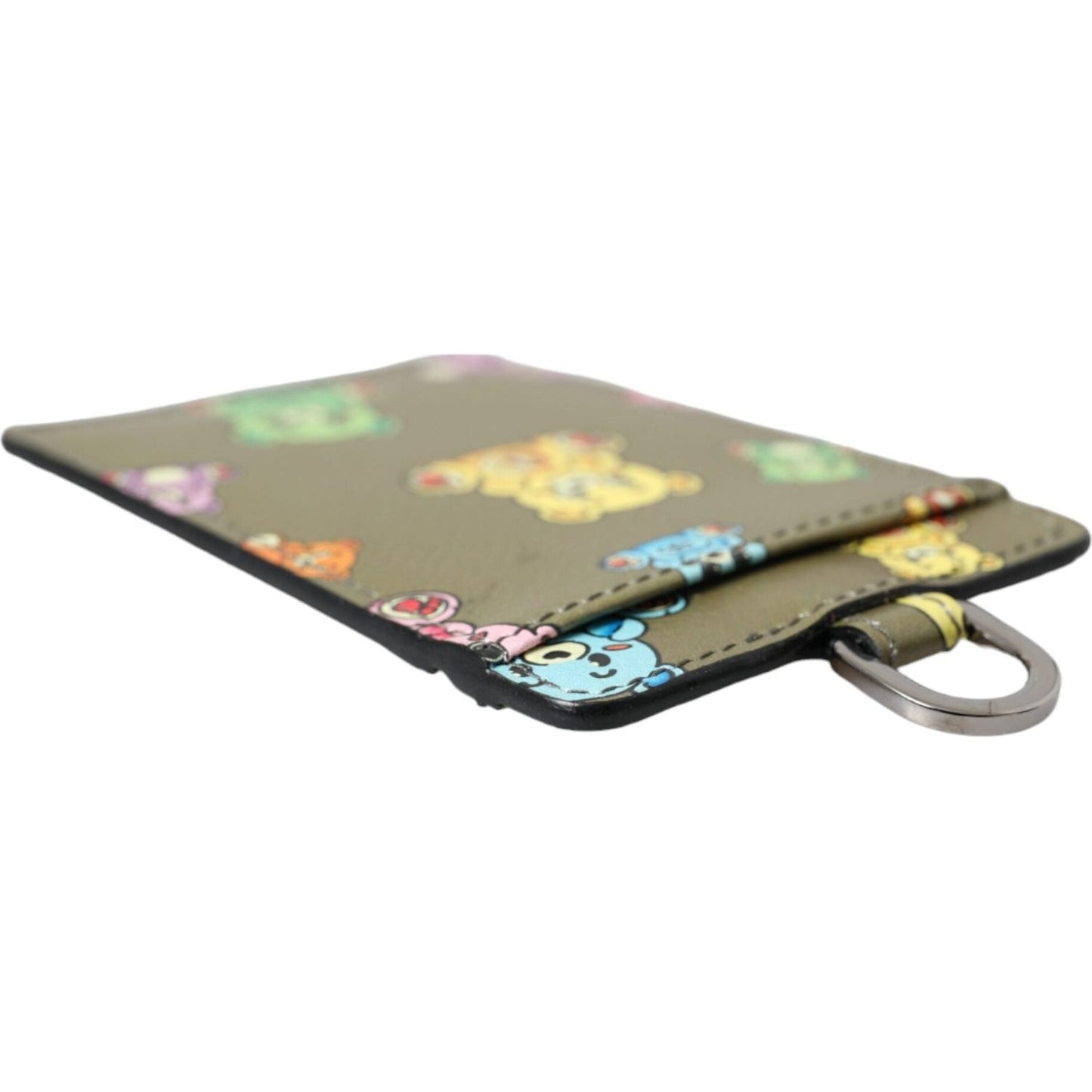 Dolce & Gabbana Army Green Teddy Bear Leather Women Card Holder Wallet Dolce & Gabbana Rosy Brown