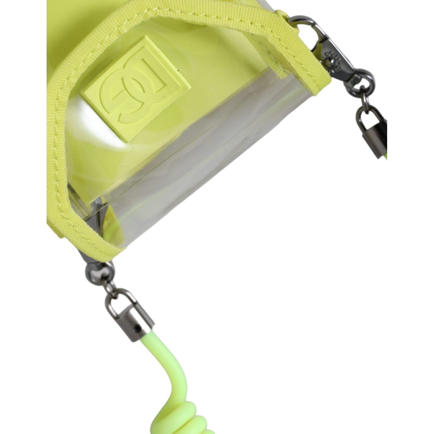 Dolce & Gabbana Yellow Green Plastic DG Logo Neck Strap Cardholder Wallet Dolce & Gabbana Dark Khaki