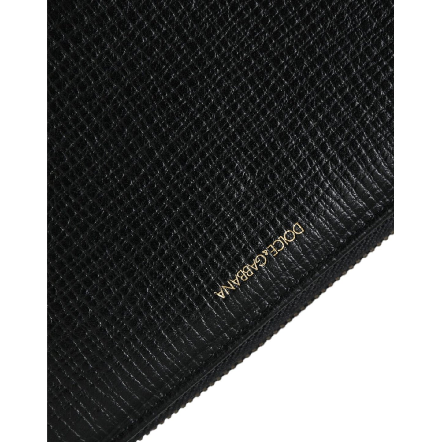 Dolce & Gabbana Black Leather Logo Patch Zip Around Continental Wallet Dolce & Gabbana Black