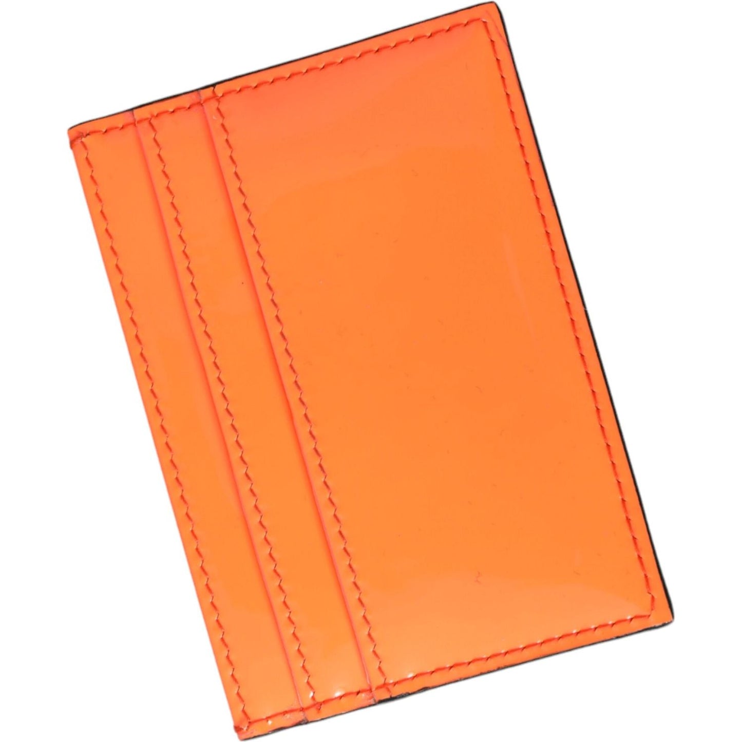 Dolce & Gabbana Orange Black Leather Logo Plaque Card Holder Wallet Dolce & Gabbana Coral