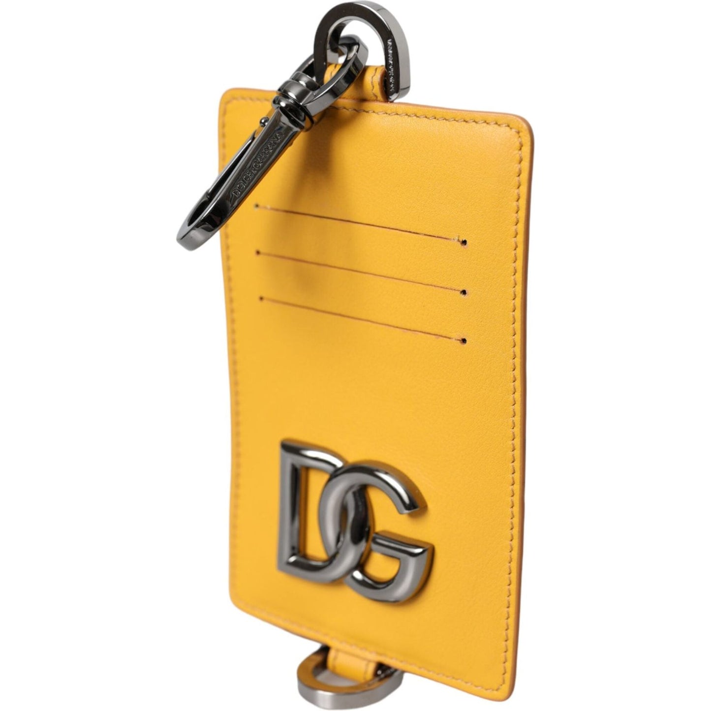 Dolce & Gabbana Orange Calf Leather Credit Card Holder Clip On Wallet Dolce & Gabbana Sandy Brown