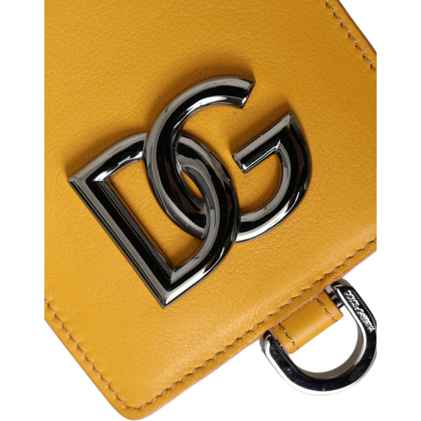 Dolce & Gabbana Orange Calf Leather Credit Card Holder Clip On Wallet Dolce & Gabbana Goldenrod