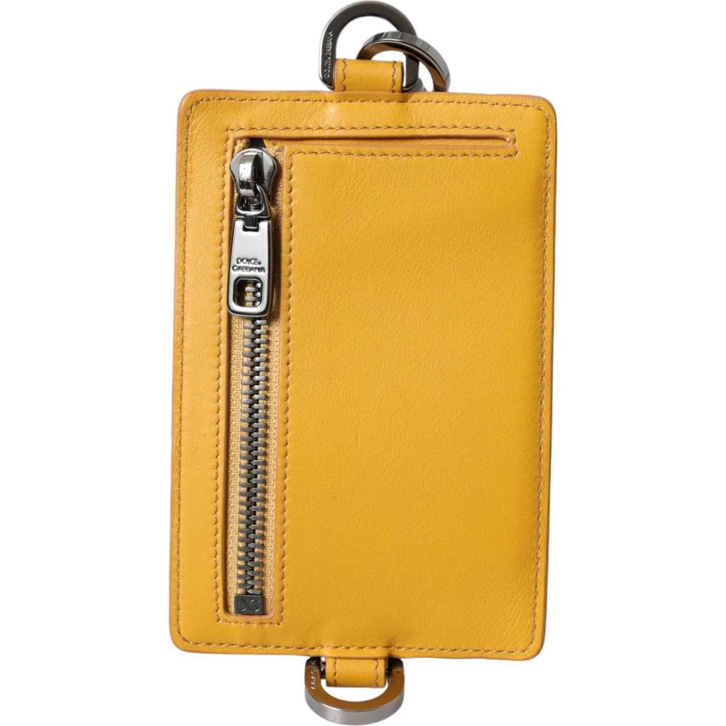 Dolce & Gabbana Orange Calf Leather Credit Card Holder Clip On Wallet Dolce & Gabbana Goldenrod