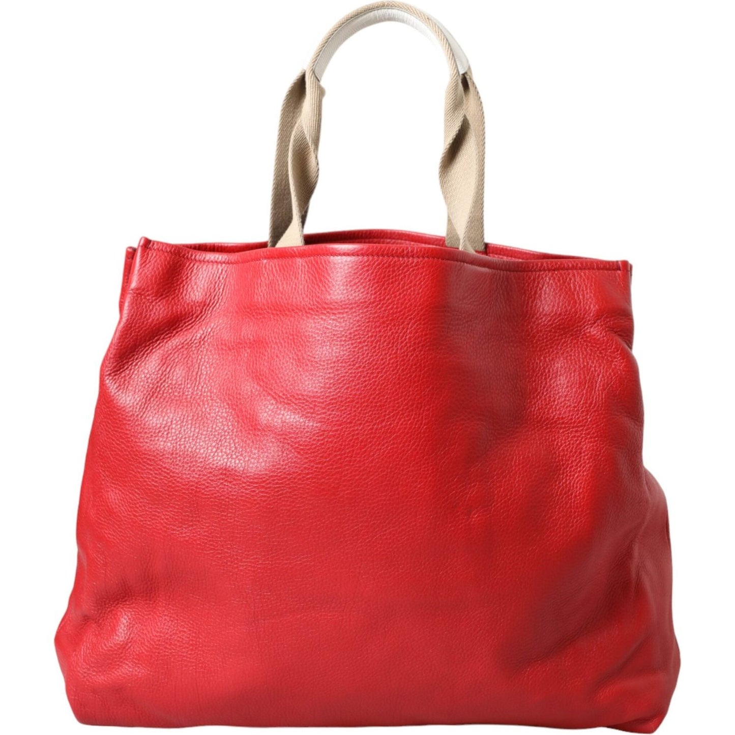 Dolce & Gabbana Red Leather #DGFamily Patch Shopping Tote Bag Dolce & Gabbana Firebrick