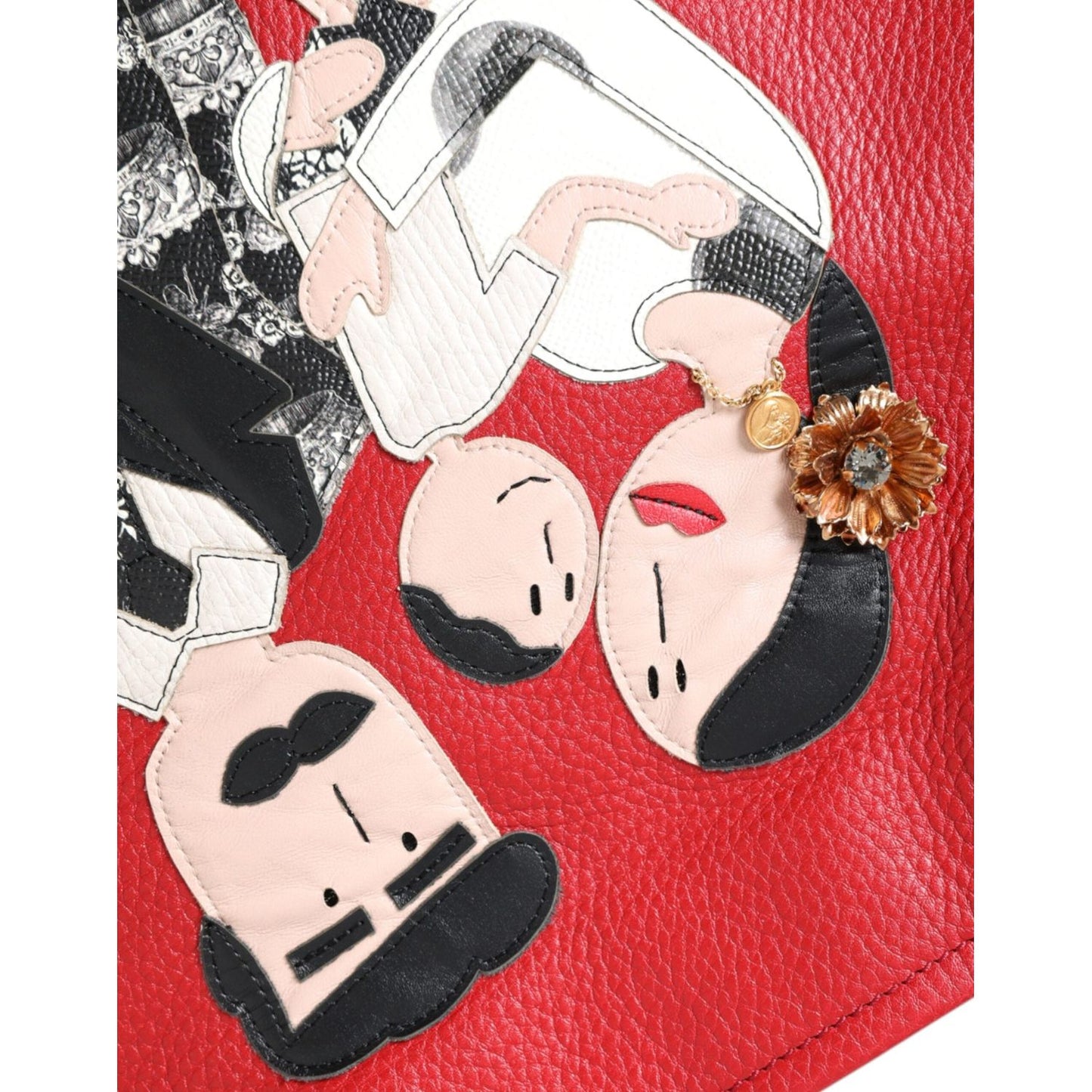 Dolce & Gabbana Red Leather #DGFamily Patch Shopping Tote Bag Dolce & Gabbana Dark Slate Gray