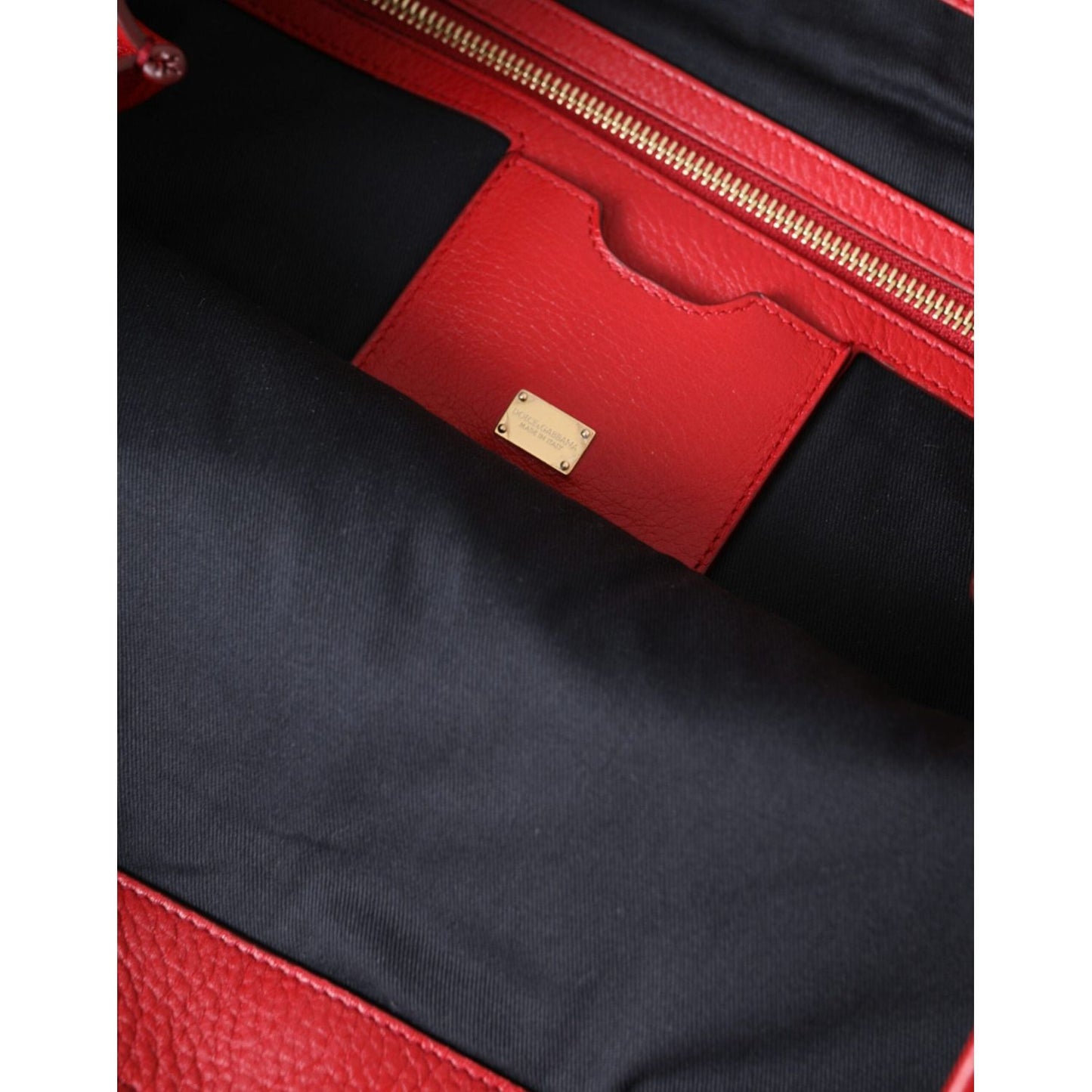 Dolce & Gabbana Red Leather #DGFamily Patch Shopping Tote Bag Dolce & Gabbana Maroon