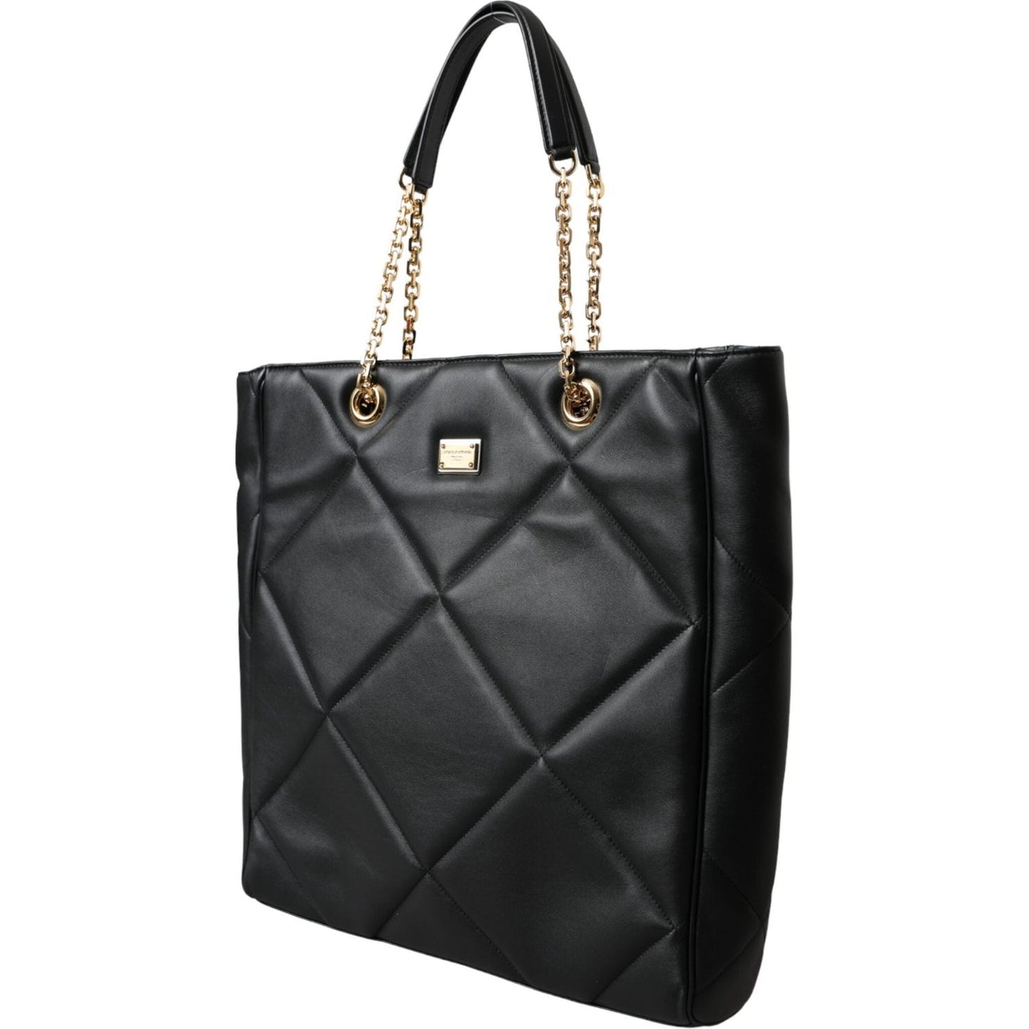 Dolce & Gabbana Black Leather JUNGLE Quilted Shopping Tote Bag Dolce & Gabbana Dark Slate Gray