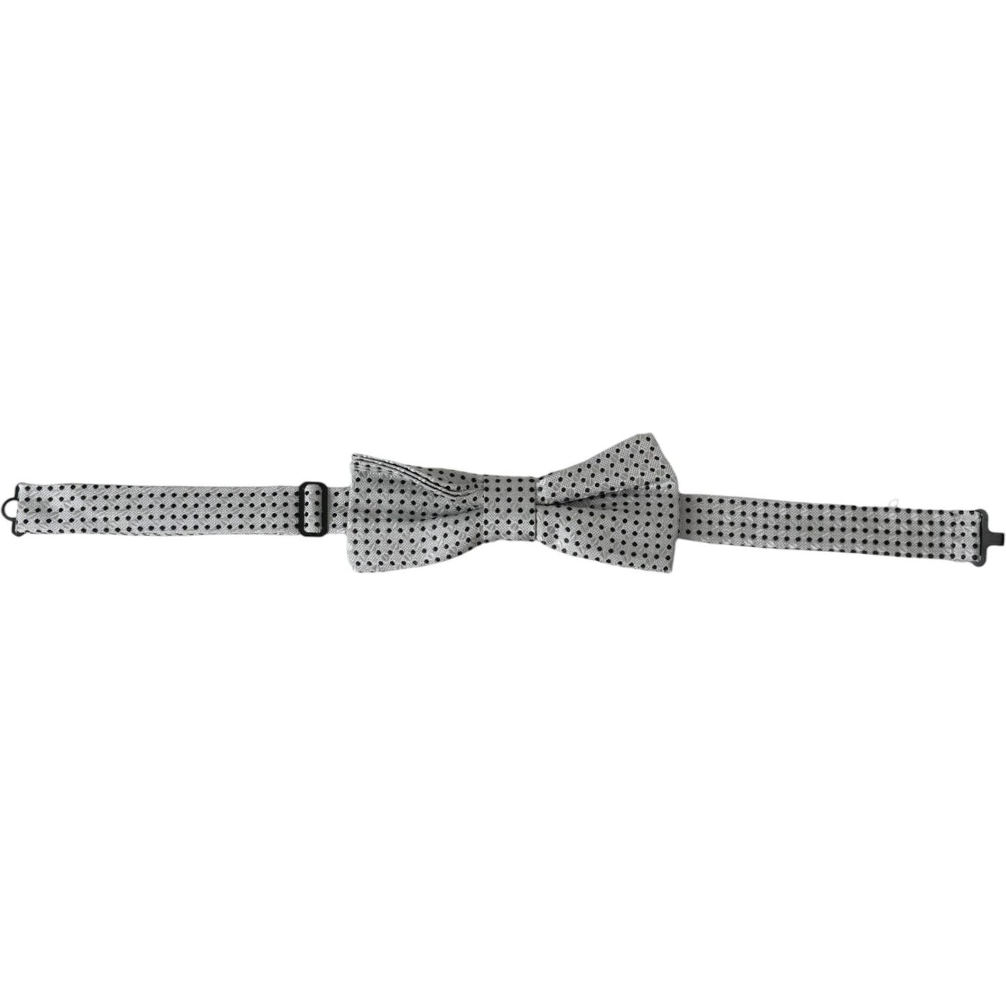 Dolce & Gabbana Gray Silk Polka Dot Adjustable Neck Men Papillon Bow Tie Dolce & Gabbana Light Slate Gray