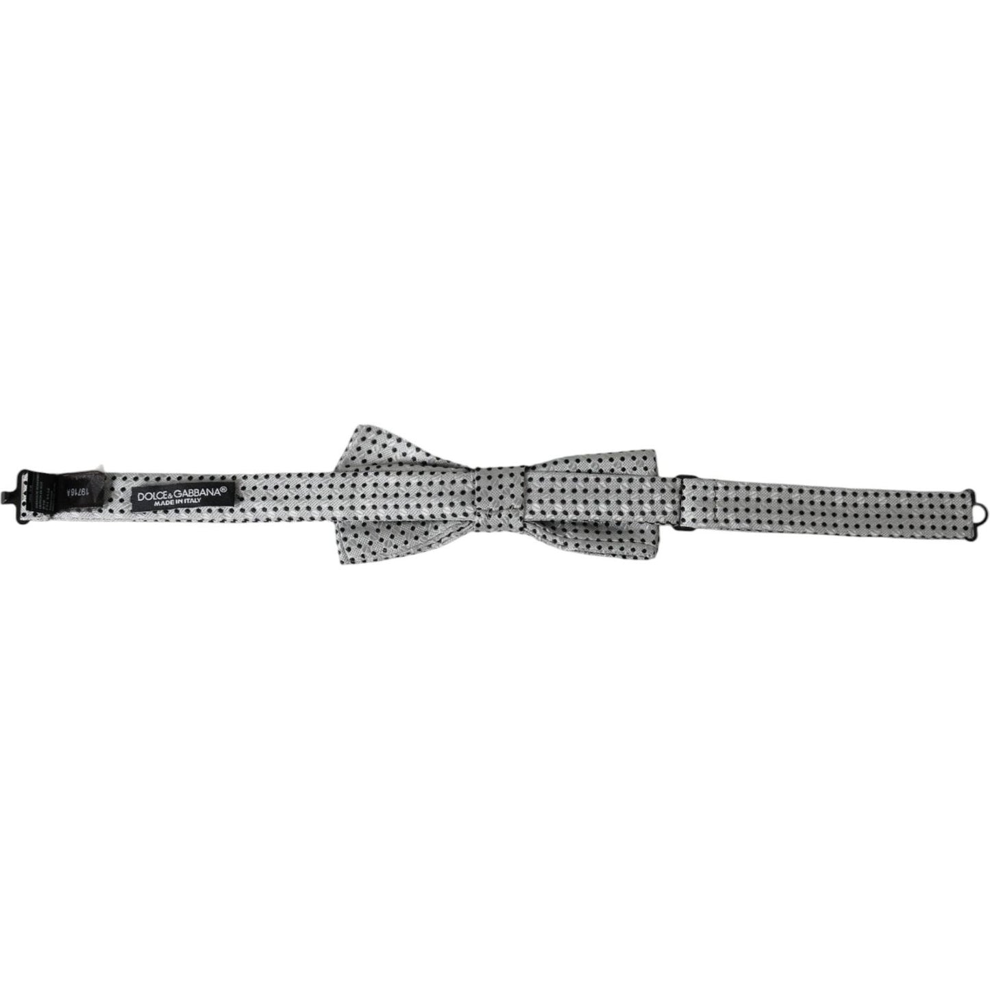 Dolce & Gabbana Gray Silk Polka Dot Adjustable Neck Men Papillon Bow Tie Dolce & Gabbana Light Slate Gray